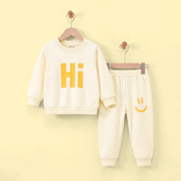 Boys Beige Typographic Sweatshirt & Joggers Co-ord Sets Sets Beige 3-4 Y