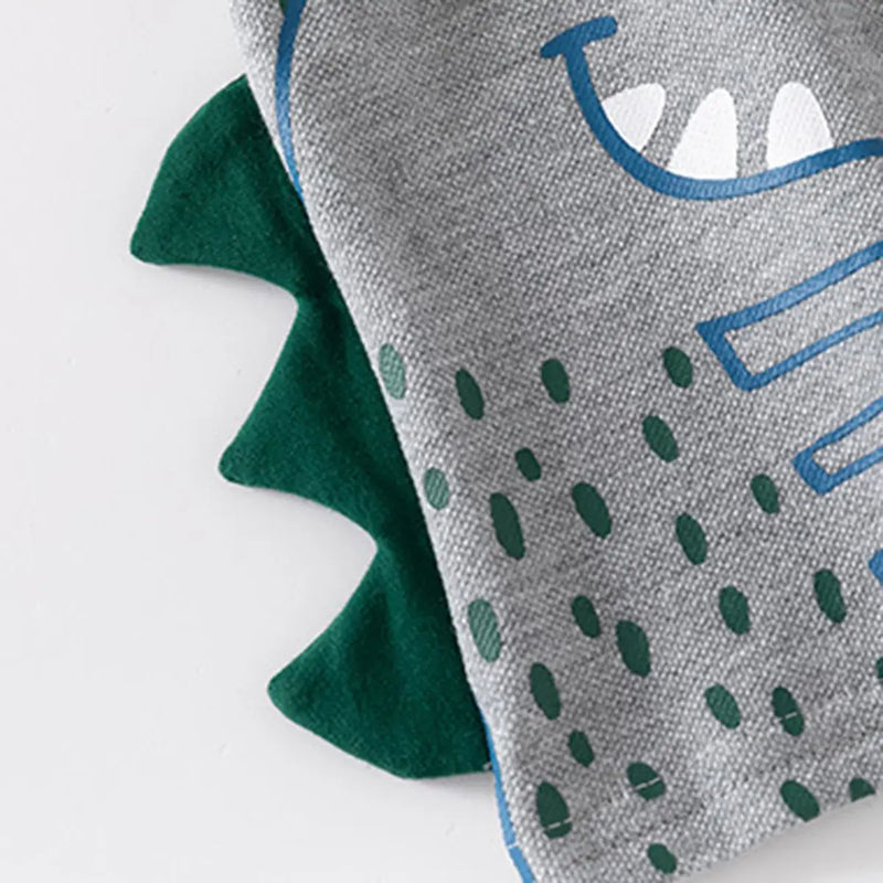 Boys Grey Dinosaur Themed Short Sleeves Polo T-Shirt Tshirts