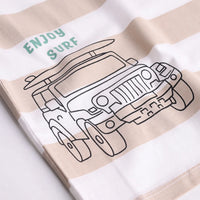 Boys Khaki Stripes And Graphic Print T-Shirt With Elasticated Shorts Sets 2 pc. Sets