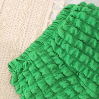 Girls Green Waffle Textured Shirt with Shorts Set Sets