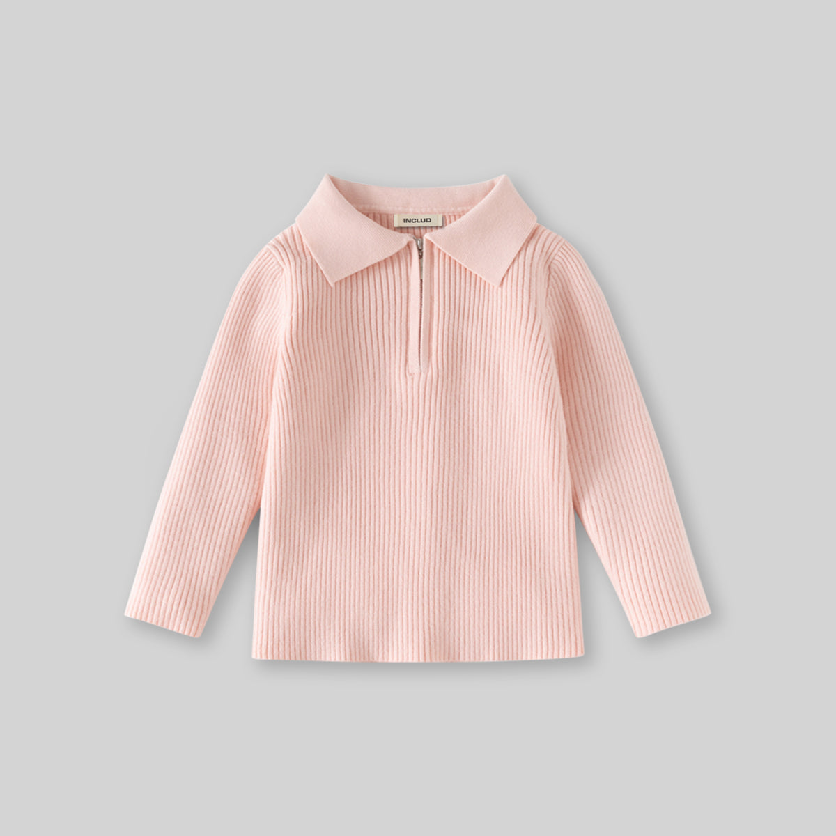 Girls Pink Self-Design Stripes Winter Polo T-Shirt Tshirts