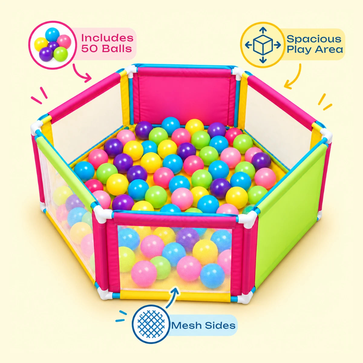 Royal Ball Pool for Kids with 50 Balls - Multicolor Ball Pit for Kids Trending Accessories