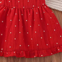 Girls Red Floral Print Flutter Sleeve Fit & Flare Dress Casual Dresses