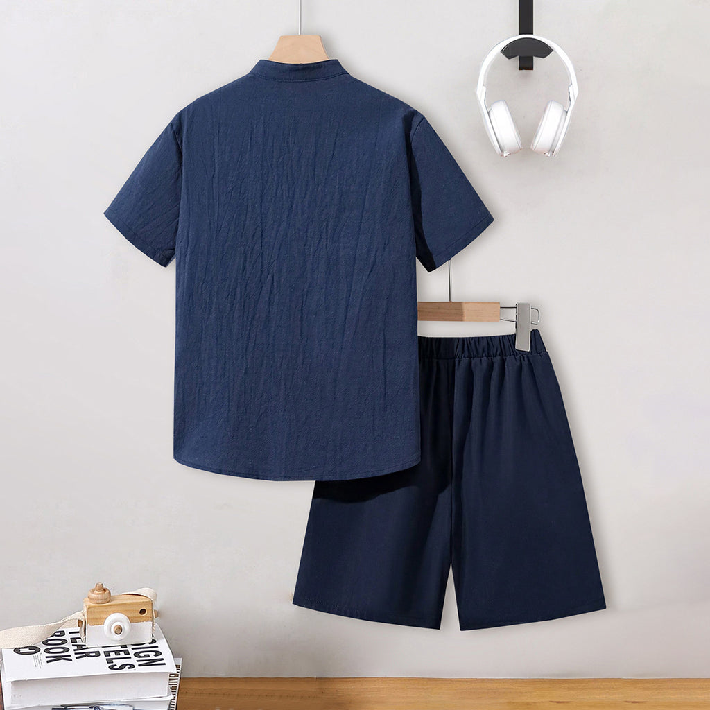 Boys Colorblocked Short Sleeves Shirt With Shorts Set 2 pc. Sets