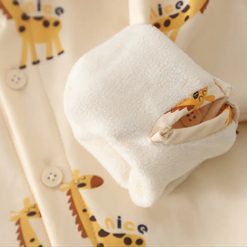 Boys Cream Giraffe Patch Embroidered Sweater Vest With Shirt & Denim Jogger Sets Sets