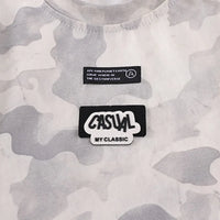 Boys Light Grey Camouflage Printed Round Neck T-Shirt With Denim Shorts Sets 2 pc. Sets