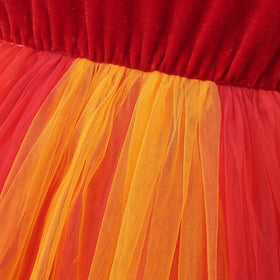 Girls Red Puff Sleeve Bow Accent High-Low Party Dress Party Dresses