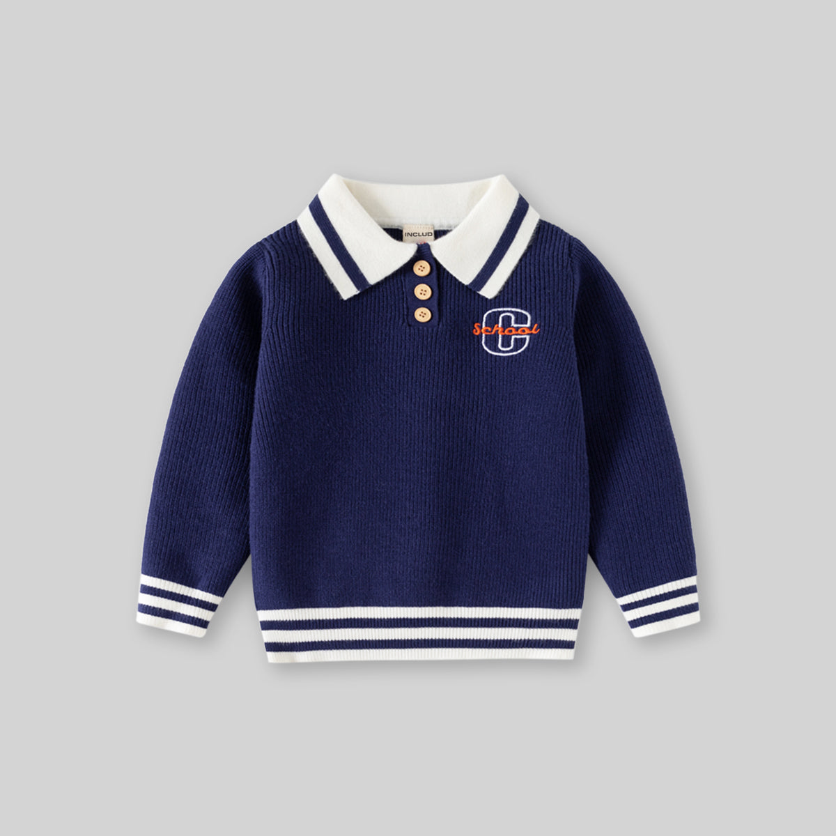 Boys Blue Self-Design Polo Sweater Sweaters & Cardigans