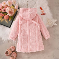 Girls Pink Self-Design Hooded A-line Dress With Sling Bag Casual Dresses