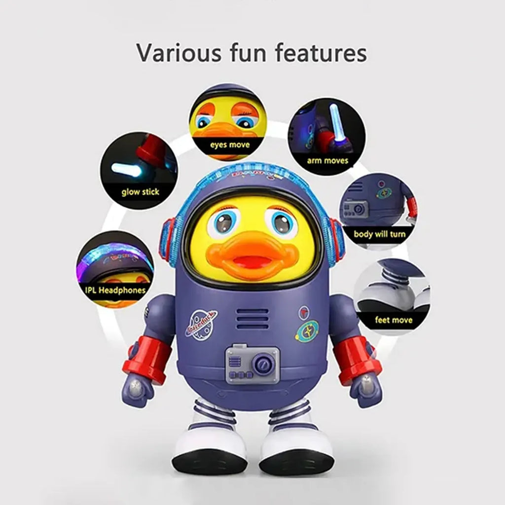 Kids Blue Dancing Astronaut Space Duck Toy with Lights Trending Accessories