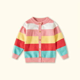 Girls Multicolour Striped Long Sleeve Cardigan Sweaters & Cardigans Multicolor 2-3 Y