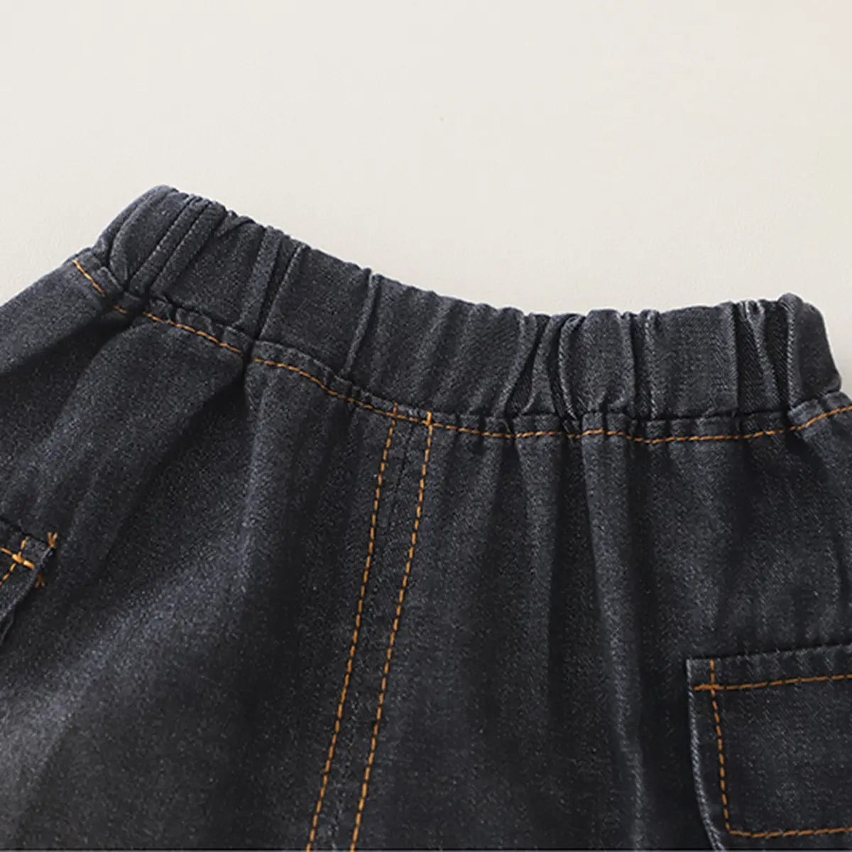 Boys Black Denim Short Sleeves Shirt & Shorts Co-ord Sets Sets