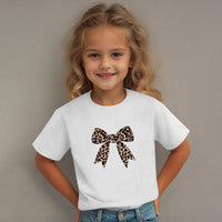 Girls White Bow Print Short Sleeve T-Shirt Tshirts