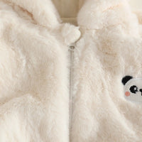 Girls White Polar Fleece Hooded Zipper Jacket Coats & Jackets
