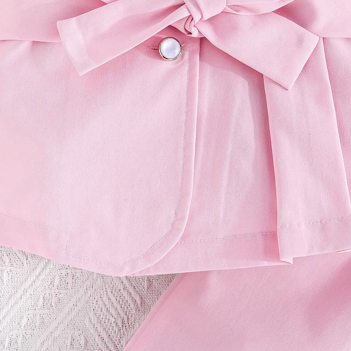 Girls Pink Solid Blazer Top With Pants Co-ord Sets Sets