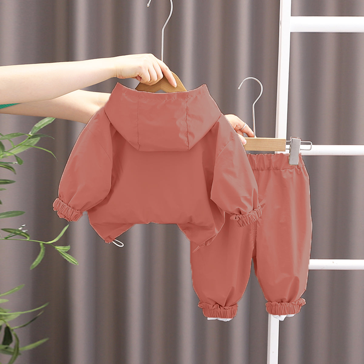 Boys Brick Red Embroidered Windcheater with Joggers & T-shirt Set Sets