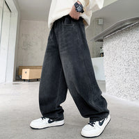 Boys Black Typographic Print Baggy Fit Denim Jeans Pants