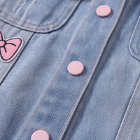 Girls Blue Applique Long Sleeve Denim Jacket Coats & Jackets
