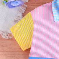 Girls Striped Colorblocked Shirt with Shorts Set Sets