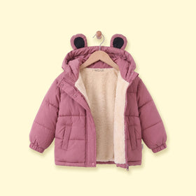 Girls Mauve Fleece-Lined Hooded Puffer Jacket Coats & Jackets Mauve 1-2 Y