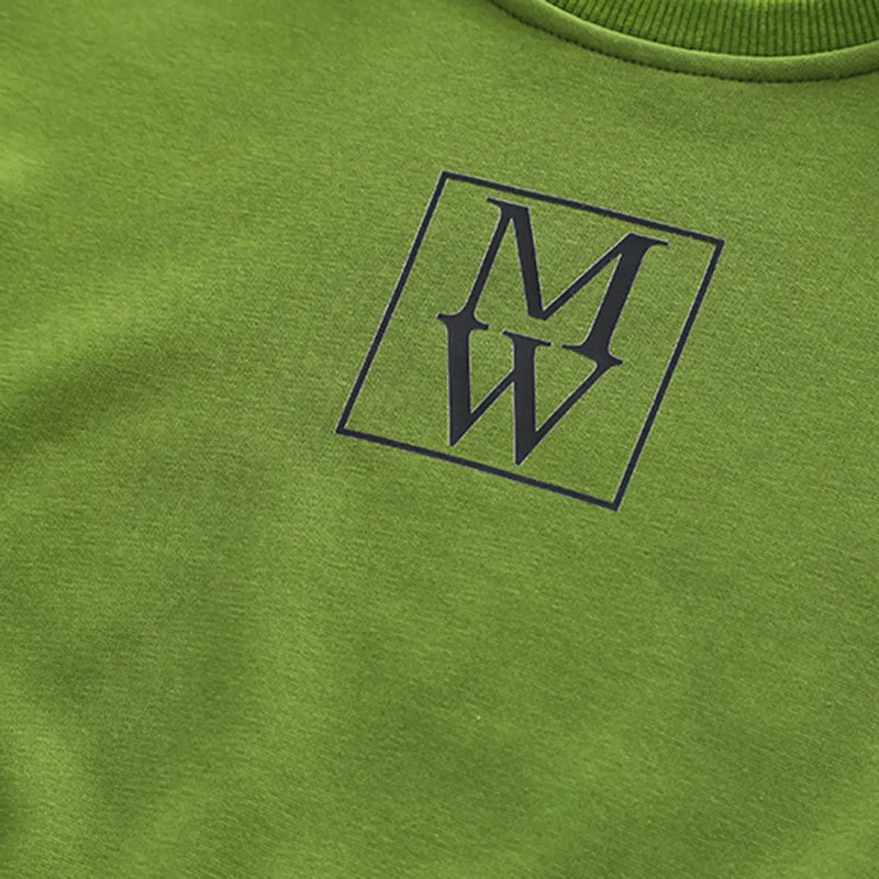 Boys Green Typographic Printed Sweatshirt With jogger Co-ord Sets Sets