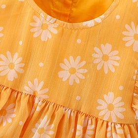 Girls Floral Print Flared Sleeves Dress Casual Dresses   