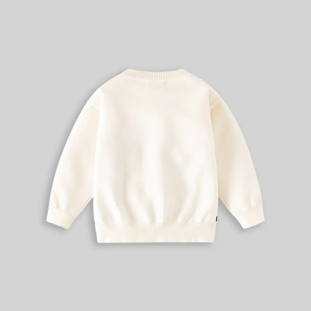 Boys Apricot Stripes Knitted Sweater With Bear Face Patch Sweaters & Cardigans
