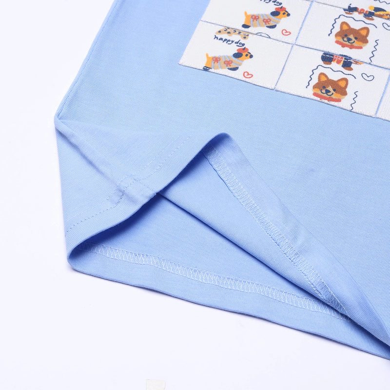 Boys Sky Blue Animal Graphic Short Sleeve T-Shirt With Drawstring Shorts Sets 2 pc. Sets