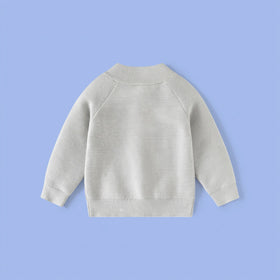 Boys Grey Textured Raglan Sleeve Cardigan Sweaters & Cardigans