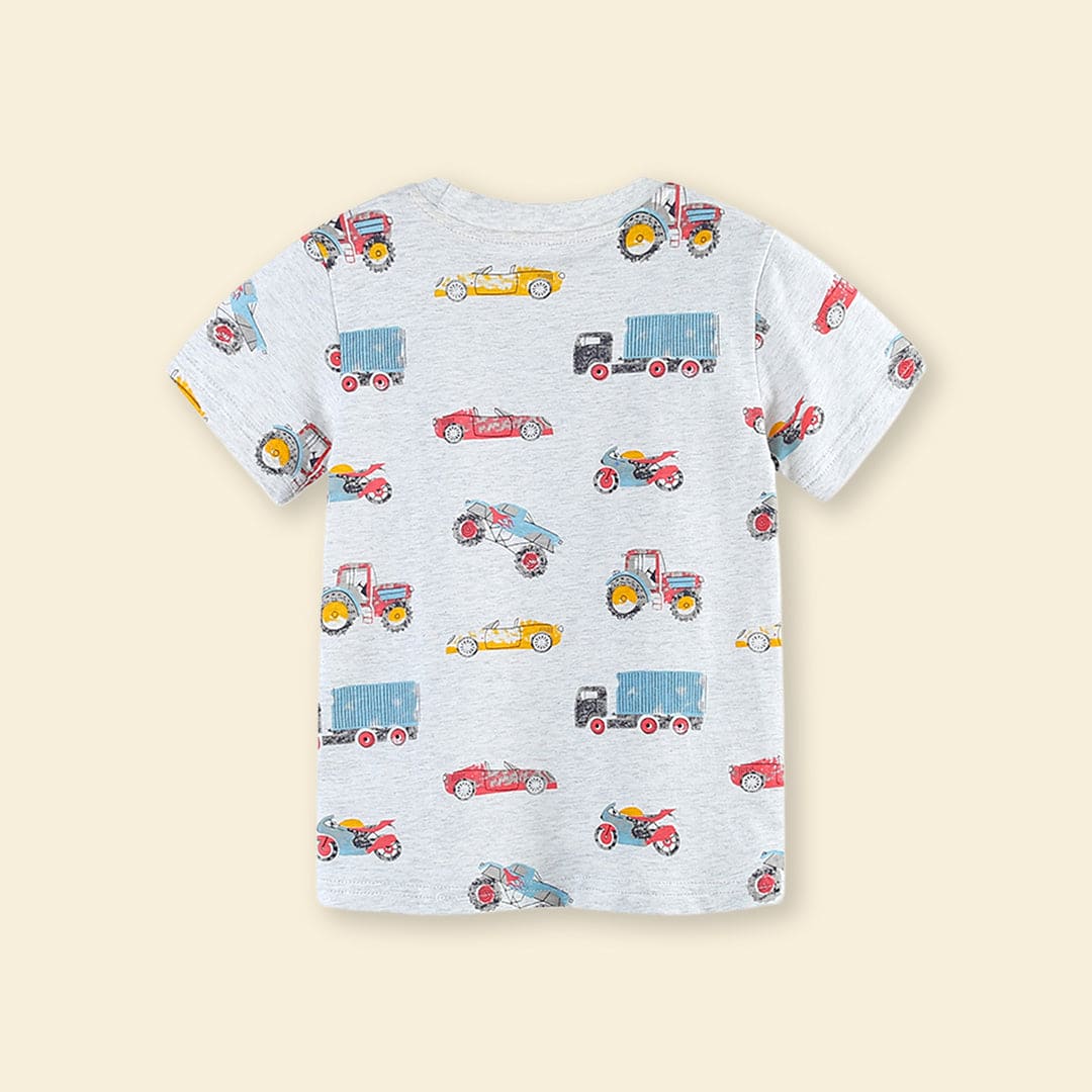 Boys Car Printed Short Sleeves T-Shirt Tshirts   