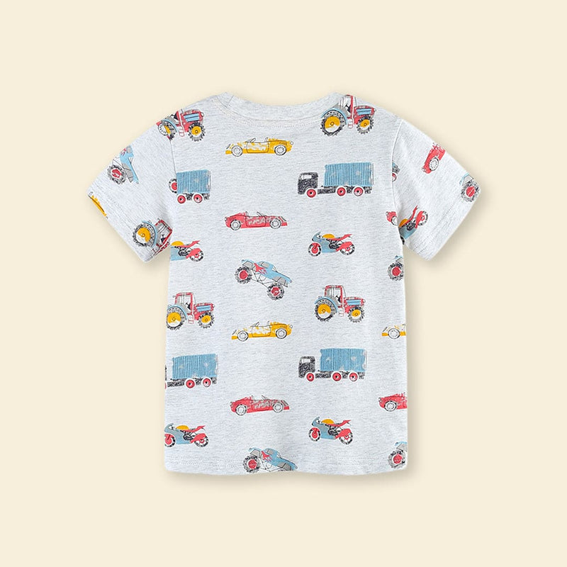 Boys Car Printed Short Sleeves T-Shirt Tshirts   