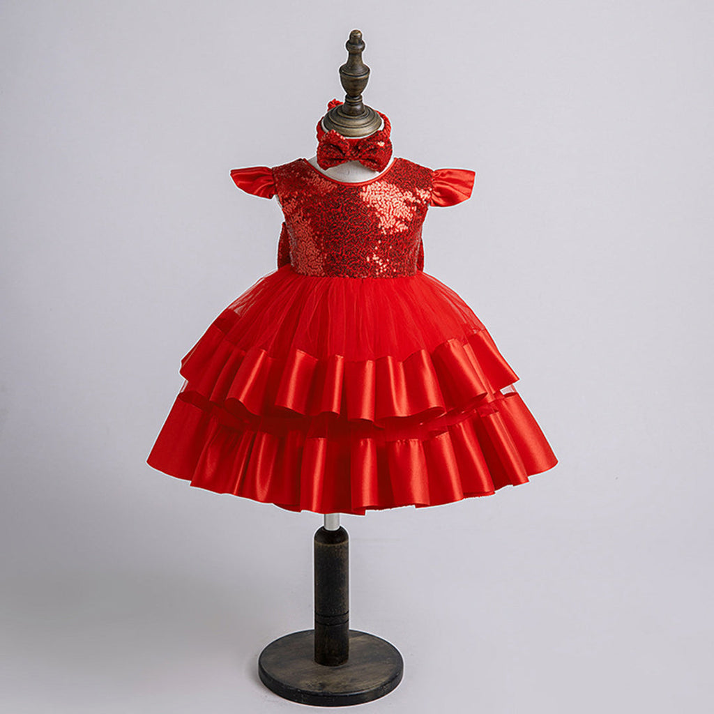 Girls Sequins Embellished Party Dress Party Dresses   