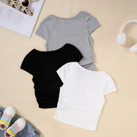 Girls Short Sleeve Round Neck Top ( Pack Of 3) Value Packs