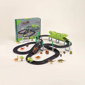 Dinosaur Track Car Toy Set for Kids -59 PCS DIY Race Track with 2 Dino Cars Educational Toy for Boys & Girls Trending Accessories Green Onesize