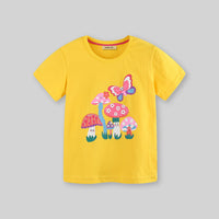Girls Butterfly Printed Short Sleeves T-Shirt Tshirts   