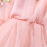 Girls Embroidered Puff Sleeves Romper Dress Casual Dresses   
