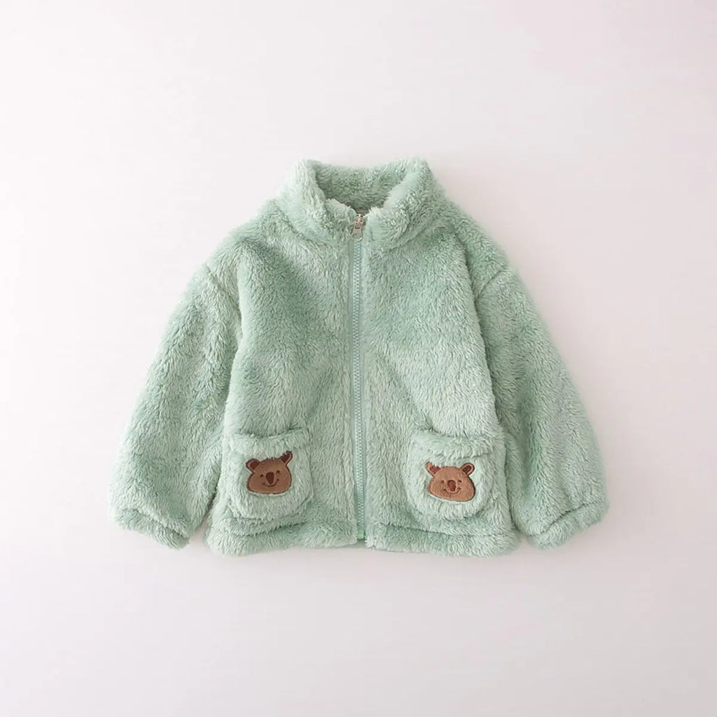 Boys Sea Green Fleece Zip-up Jacket With Jogger Co-ord Sets Sets