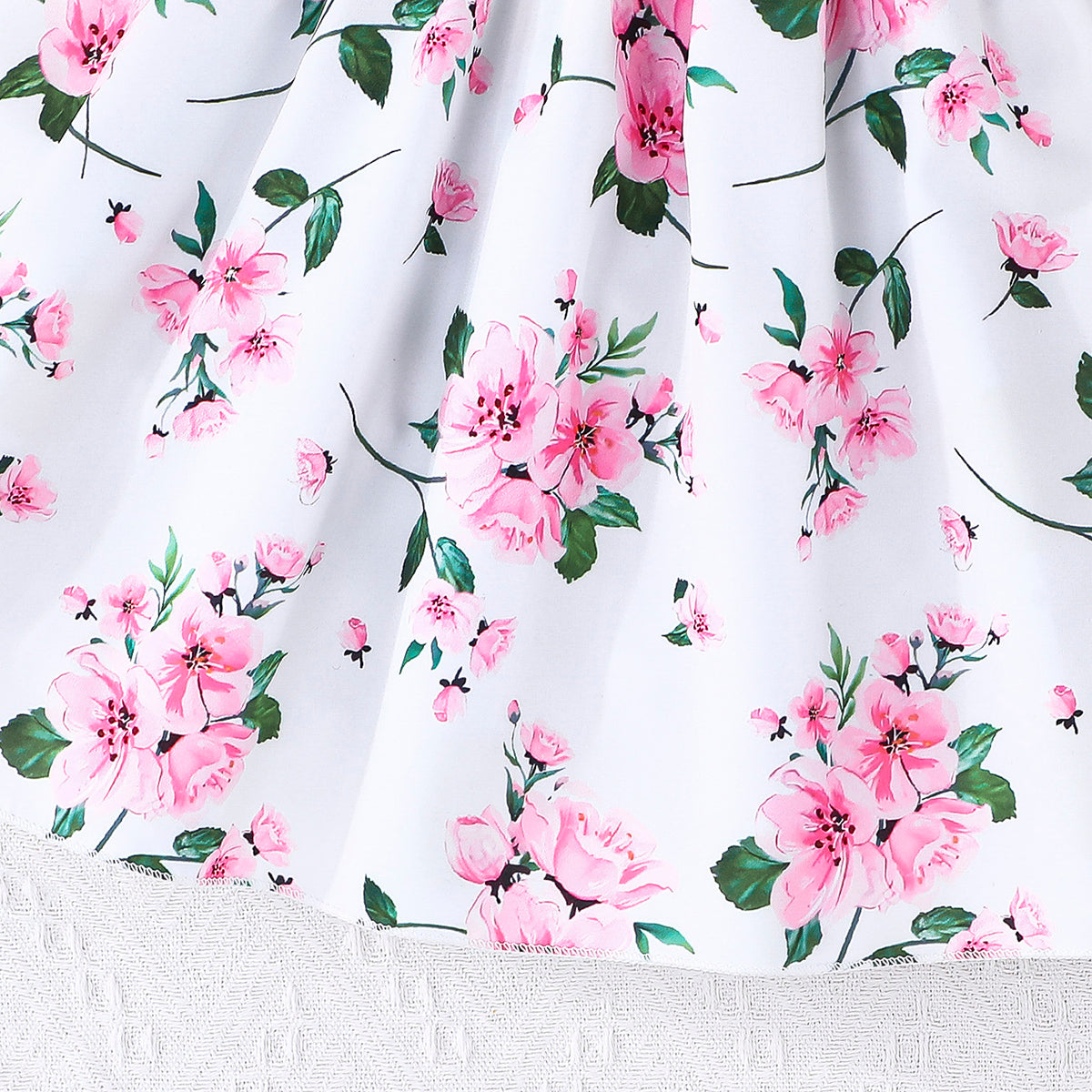 Girls White Floral Printed Fit & Flare Flutter Sleeve Dress Casual Dresses