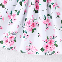 Girls White Floral Printed Fit & Flare Flutter Sleeve Dress Casual Dresses