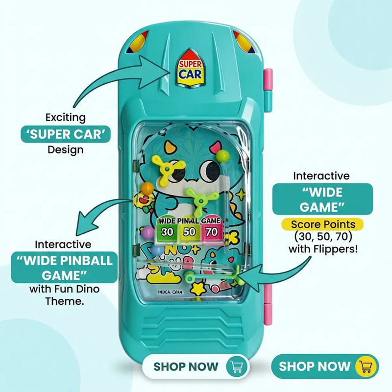 Turquoise Dino Magic Car Lock Pencil Box with Pinball Game for Girls Trending Accessories