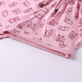 Girls Pink Animal Graphic Short Sleeve Top With Elasticated Shorts Sets Sets