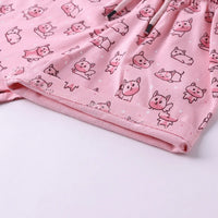 Girls Pink Animal Graphic Short Sleeve Top With Elasticated Shorts Sets Sets
