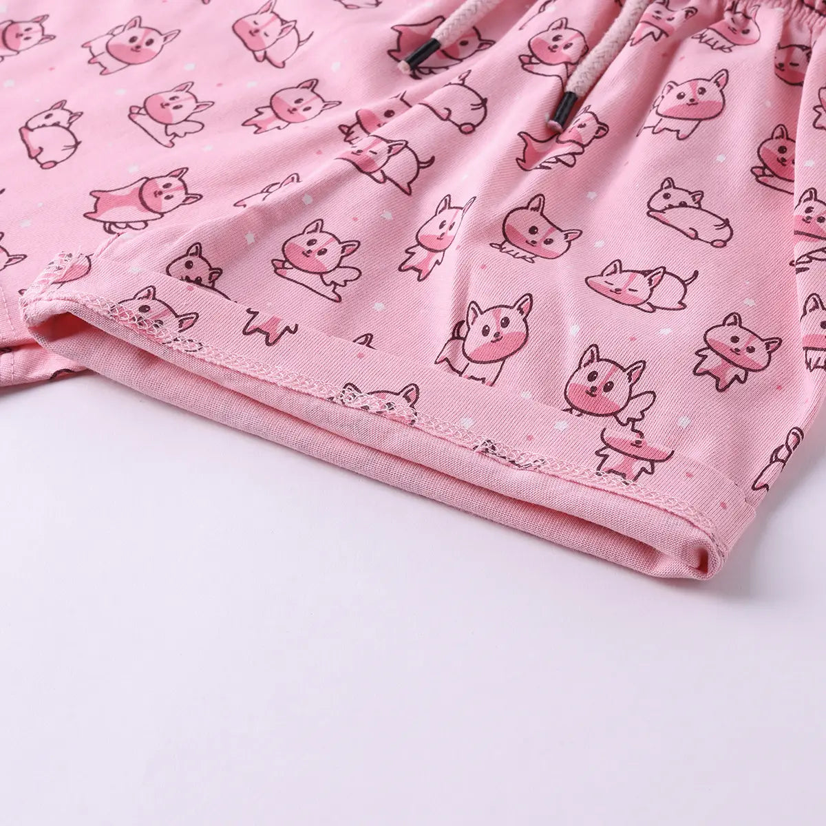 Girls Pink Animal Graphic Short Sleeve Top With Elasticated Shorts Sets Sets