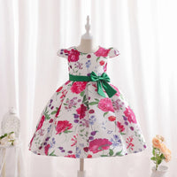 Girls Dark Pink Floral Printed Cap Sleeve Fit & Flare Party Wear Dress Party Dresses Dark Pink 2-3 Y