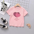 Girls Pink Short Sleeve Heart Print T-Shirt Tshirts Pink 1-2 Y