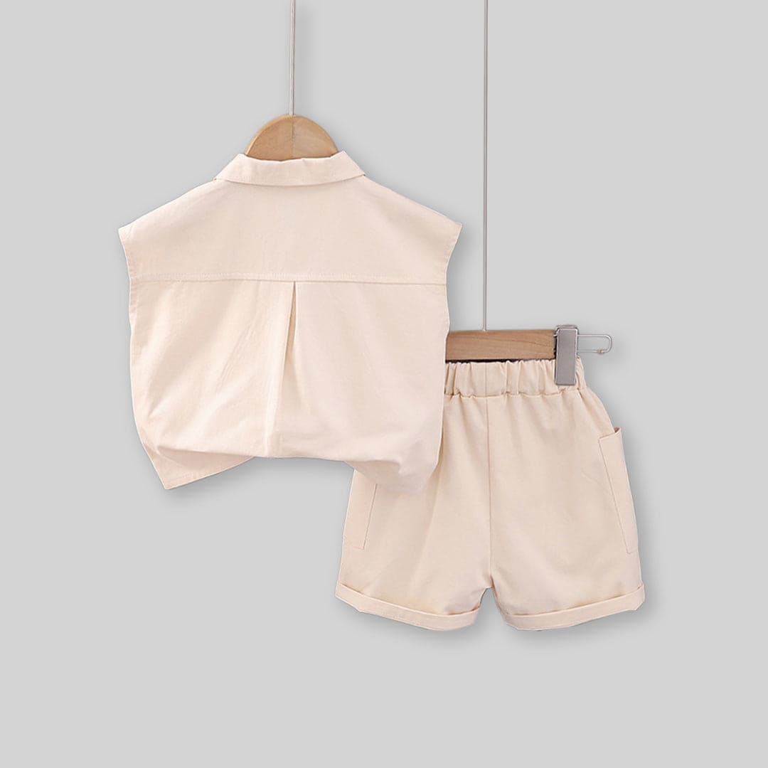 Boys Double Pocket Shirt With Elasticated Shorts 2 pc. Sets   