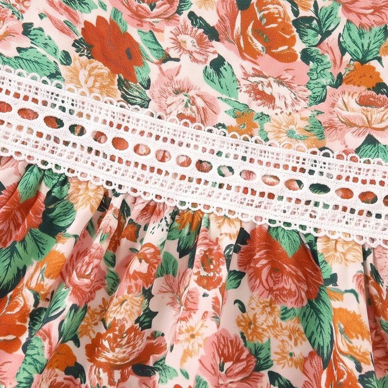 Girls Multicolour Floral Print Sleeveless Flared Dress Casual Dresses