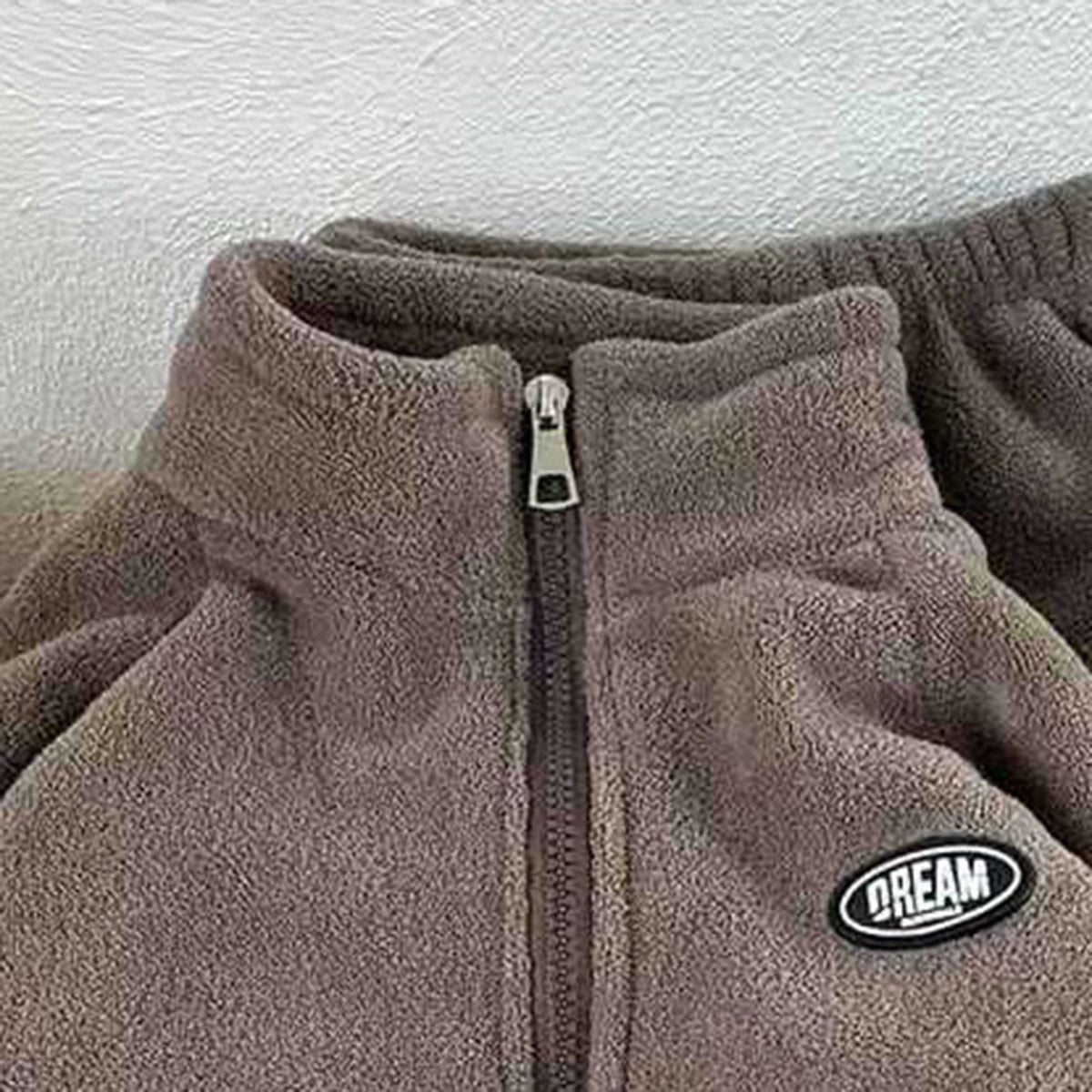 Girls Brown Fleece Zip-up Jacket With Jogger Co-ord Sets Sets
