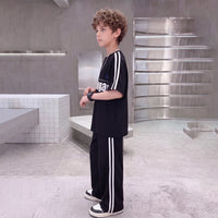 Boys Black Typographic Raglan Sleeve T-Shirt With Pants Sets 2 pc. Sets