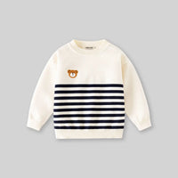 Boys Apricot Stripes Knitted Sweater With Bear Face Patch Sweaters & Cardigans